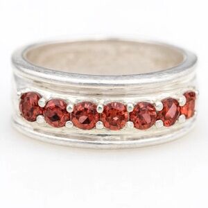 Monet Sterling Silver Ring with Red Gemstones